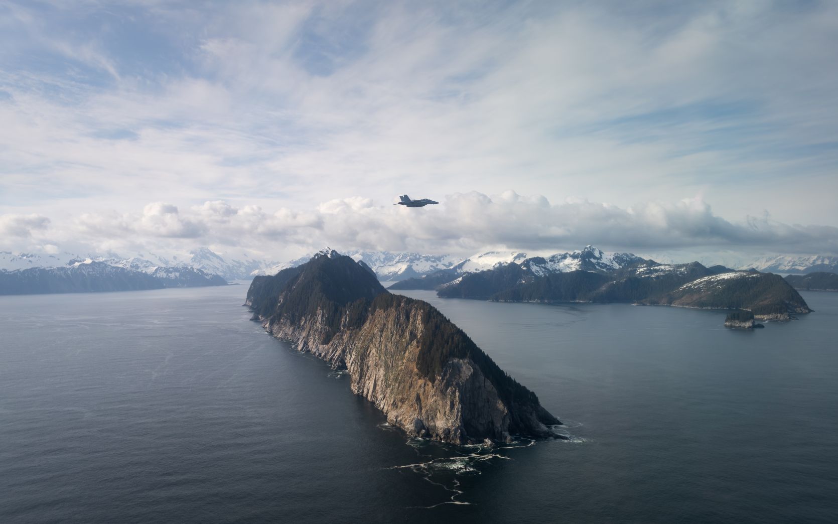 F/A-18F Super Hornet flying over the Gulf of Alaska