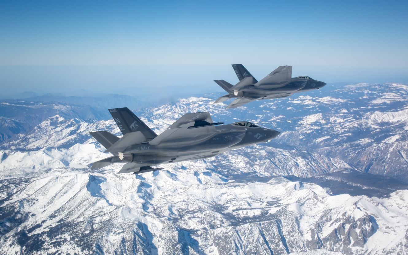 F-35s flying over the Sierra Nevada in California